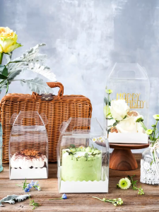 5pcs | CLEAR ACETATE TRANSPARENT MINI CAKE BOX | Clear Square Box For Mini Cakes With Pastry Liner