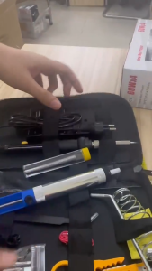 Bộ 15 món Mỏ hàn thiếc điều chỉnh nhiệt độ máy hàn chì mini mỏ hàn 60w 220v và phụ kiện hàn thiếc hàn bộ mũi hàn kệ hàn