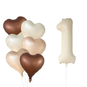 8pcs Retro Khaki Nude 0-9 Number Balloon set Boy Girl Birthday Baby Shower Bridal Shower Anniversary Party Supplies Decorated