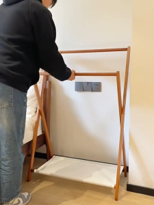 Bamboo Clothes Rack Wood 50/80CM Display Bamboo Clothes Hanging Rack Heavy Duty Clothes Rack