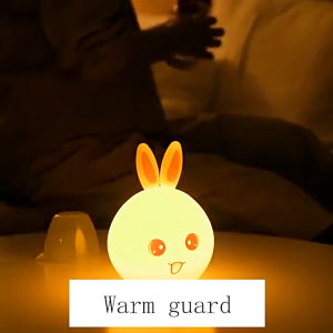 Cute Rabbit LED Night Light Silicone Touch Night Light USB Charging Cartoon Desk Lamp for Kids Room Decoration Gift