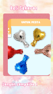Mai Gift Set 5 Pcs Balon Foil Hati Lucu Pesta Dekorasi Wedding Ulang Tahun Anak Bayi Souvenir Kado