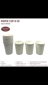 Paper Cup 8 oz Gelas Kertas Gelas Kopi (Isi 50 Pcs-PC8P)