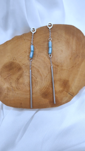 Ready Stock SG - Long Silver Chain Dangle Earrings Modern Sleek Classic Minimalistic Earrings