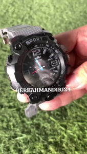 Jam Tangan Sport Analog Pria Abu Water Resistent Pilot Triple Sensor