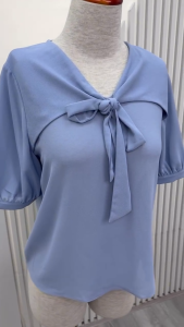 [Voucher 15% MOV 199K cap 100K Áo sơ mi nữ tay lỡ cổ nơ HeraDG thiết kế dáng ngắn vừa chất liệu Chiffon cao cấp mát mẻ mùa hè SAKBC2060