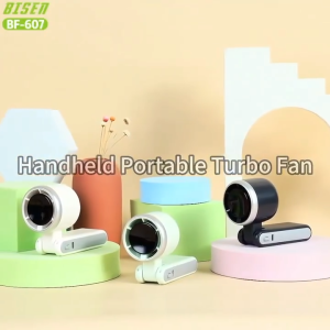 Bisen Portable Turbo Fan Handheld Foldable Cooling Fan 5 Gear Wind High Quality Rechargeable 4500mAh High Capacity Travel Outdoor school Cooling Fan HandyFan wIth Digital Display