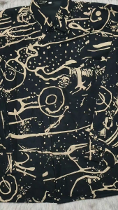 Galeri Batik Ardev - Abstrak Hitam Kemeja Batik Pria Slim Fit Lengan Panjang Atasan Batik Warna Hitam