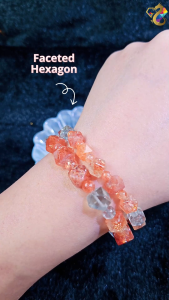 Super Premium Grade Faceted Hexagon Golden Strawberry Arusha Sunstone Bracelet