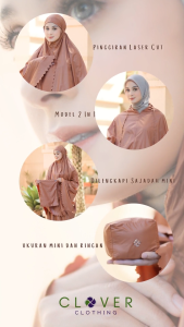 Clover Clothing Mukena Eisha - Mukena Traveling Polos Bahan Premium Lite Parachute