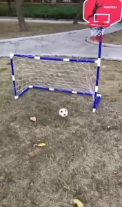 Kids Children Outdoor Sports Basketball Stand Soccer Goal 2 in 1 Goal Pool with Basketball Hoop Set