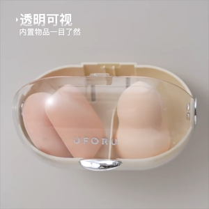 Wall Mounted Makeup Sponge Holder Beauty Sponge Egg Storage Box No-punch Portable Beauty Powder Puff Drying Case Cosmetic Makeup Puff Container Breathable Dry & Hygienic Multipurpose Cosmetic Sponge Organizer