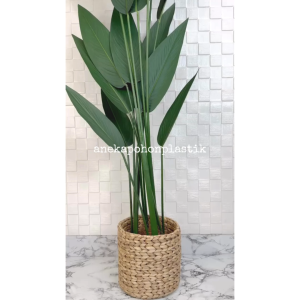 Pohon Hias Artificial Daun Pisangan Heliconia T150 Latex Pot Dasar Hitam Cover Eceng Gondok Dekorasi Rumah
