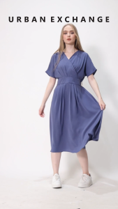 Urban Exchange Cecilia Blue Dress - Gaun Midi Dress Kekinian