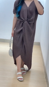 6181 Paveye Tied Plisket Maxi Dress