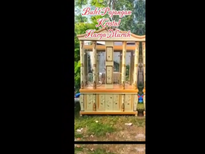 Bufet Pajangan Crystal Kristal Wush / Pajangan Tv Kaca / Lemari Tv Kristal 4 Pintu BEST SELLER / BK010