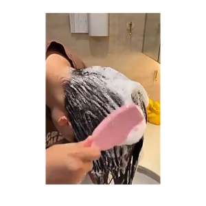 Bàn Chải Gội Đầu Mát Xa Da Đầu Bằng silicone Tay Cầm Dài Tiện Lợi-HAUSE