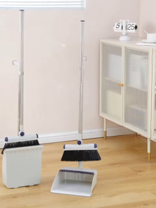 Broom Dustpan Set 8811 - Rotatable Broom / Wind Proof Dust Pan / Broom Comb Scraper / Foldable Standing Storage