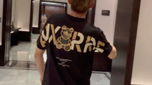 Mens short sleeved T-shirt 2024 new summer trend printed teddy bear versatile couple T-shirt Korean version fashionable pure cotton top