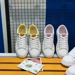 Korean style fashion genuine leather white womens shoes rubber fashion shoes flat shoes