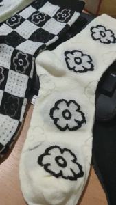 Kaos Kaki Panjang Wanita Tipis motif bunga love Kaus Kaki Tinggi bawah betis Remaja Cewek abg Katun Korean Style FL55