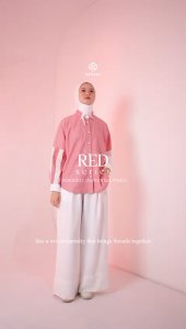 KEMEJA RED ASYMETRICAL SLEEVE SHIRT SERIES BY DEENAY BAHAN COTTON MIX LINENO ALL SIZE ATASAN WANITA PREMIUM