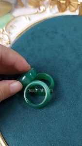 Nhẫn đá Mã Não Xanh lá dày 9 li nhẫn size lớn nhẫn nam đường kính 19-20mm | Hoa Minh Gem