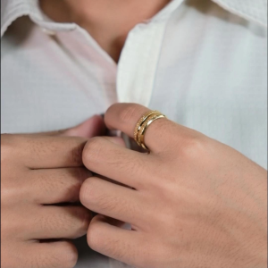 Racabel Terna Ring - Cincin Pria Wanita Titanium Elegan Anti Karat Asli