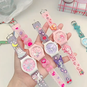 Tri-Town Cartoon Kawaii Sanrio Kuromi Melody Cinnamoroll Hellokittys Spiderman Projection Digital Watch Flip Electronic Watch Gift