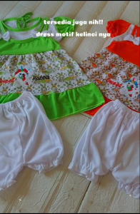 Baju Bayi Perempuan Model Dress 3-15 Bulan Bordir Pakaian Bayi Cewek Set Celana Dalam