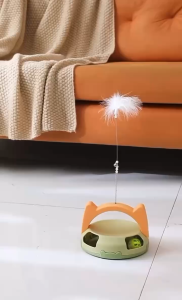 Cat Turntable Teaser Stick & Feather Cat Toy: Interactive Fun for Your Feline