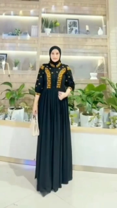 Baju Dress Busui Wanita Kekinian Resleting Depan Azizah Dres Gamis Kondangan Terbaru 2024 Mat Ceruti