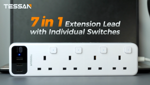 TESSAN Extension Cord Multi Plug with USB and Outlets Power Adapter Plug Extension Socket Multiplug