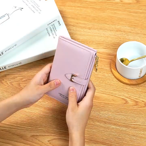 Ví nữ cầm tay gấp gọn thời trang nhiều ngăn tiện dụng móc khóa kim loại sang trọng LX335