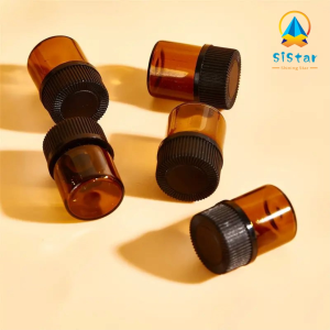 【Fast delivery】Mini Brown Make Up Tool Reducer and Cap Storage Refillable Bottles Essential Oil Bottle Glass Vials Sample Jar Oil Bottle Jar Orifice Brown Reducer Cap Refillable Bottles Glass Vials Cosmetic Containers Empty