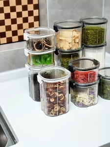 Nipiin Kitchen Seal Storage Tank Food grade Transparent Cans Food Containers Food Preservation Storage Jars