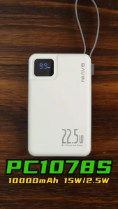 WeiTech Powerbank 10000mAh 22.5W Fast Charge USB-C Port & 15W Wireless Powerbank w/ Smart Watch Charging W/ LED Display BAVIN (PC1078)