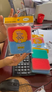 Set 2 miếng rửa chén 2 mặt Insan Hàn Quốc kháng khuẩn đàn hồi và làm sạch tốt