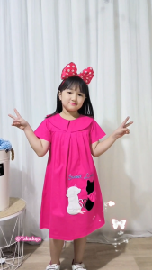Baju Anak Cewek Perempuan Dress Kaos Cotton Usia 3 4 5 6 7 8 Tahun Bordir Kucing