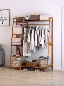 Cosyy homes ราวเเขวนผ้า ราวแขวนผ้าไม้ ตู้เสื้อผ้า ราวแขวนเสื้อผ้า ราวตากผ้า ราวแขวนผ้าไม้ พร้อมชั้นวางของ เนกประสงค์ เเข็งเเรง ถประกอบเองได้ง่ายๆ ราวแขวนเสื้ออ ไม้ไผ่คุณภา ราวแขวนเสื้ออเนกประสงค์ Wardrobe