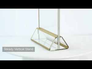 Acrylic T Shape Sign Holder with Gold Borders & Double Sided Table Menu Display Stand for Wedding