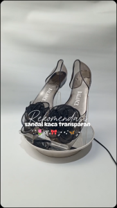 Sepatu Sandal Wanita Flatshoes Jelly Import Variasi Bunga Transparan 186-A (37-39)