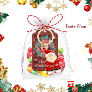 【Fast delivery】Santa Claus Key Ring Charm Pendant Gold Tone with label Christmas themed Decorative Souvenirs party commemorative gift