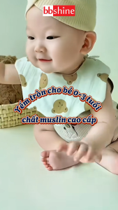 Yếm cho bé 0-3 tuổi chất muslin cao cấp BBShine Yếm tròn cho bé 6 lớp dày dặn nhiều họa tiết đáng yêu - SS042