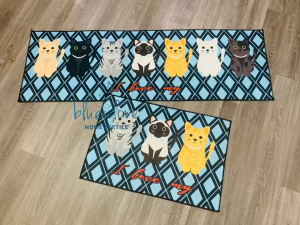 2 in 1 Cute Cat Kitchen Floor Mat - Non-Slip Oilproof Waterproof Dirt-Resistant Machine Washable Door Mat
