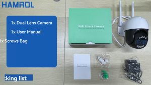 Hamrol 8MP 4K Dual-Lens 8X Zoom PTZ IP Camera WiFi Camera Color Night Vision Two Way Audio Outdoor CCTV Camera Connect to Cellphone