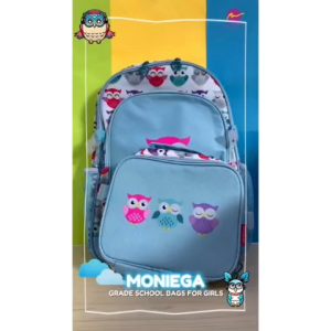 BOARDWALK MONIEGA KIDS SCHOOL BAGS FOR GIRLS With Detachable Lunchbag Owl Design