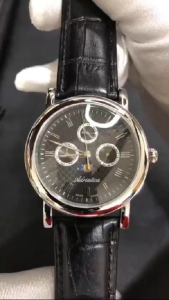 ADRIATICA Swiss Made Quartz Moonphase Watches Silver Case Black Dial Mens Womens Leather Strap Watch 40mm A1023.5236QF