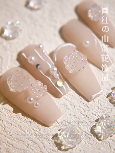 30Pcs/Set Bunga Resin Warna Pink Nail Accessories Roses Nail Art Hiasan Kuku Mawar