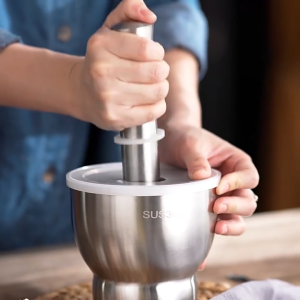 ครกสแตนเลสพร้อมฝา สากสแตนเลส ครก Mortar stainless  4นิ้ว 5นิ้ว 6นิ้ว พร้อมฝากันกระเด็น ตำกระเทียม ตำพริก เครื่องเทศ  Aliz Selection